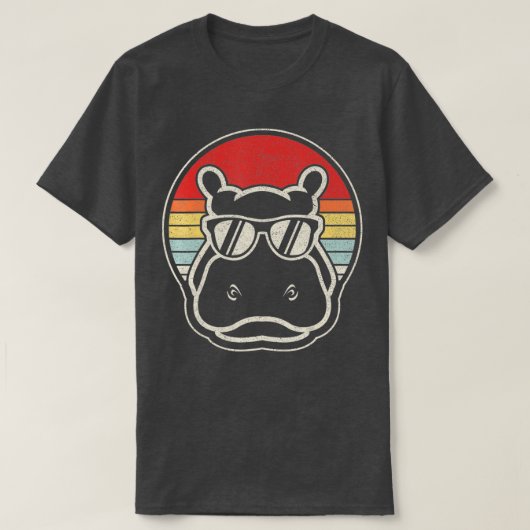 Retro  Hippo Hippopotamus Sunglass T-shirt (Design voorkant)