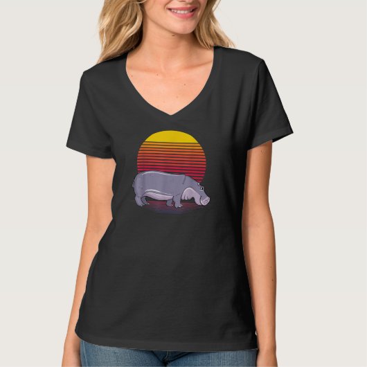 Retro Hippo Lover Hippopotamus Lover T-shirt (Voorkant)