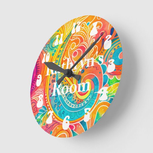 Retro Hippy 60s 70s Vredesbord Custom Ronde Klok (Hoek)