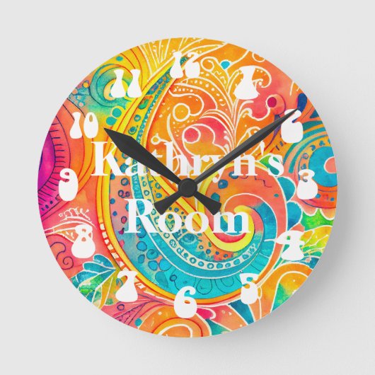 Retro Hippy 60s 70s Vredesbord Custom Ronde Klok (Voorkant)