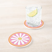 Retro hippy daisy Sandstone Onderzetter (Zijkant)