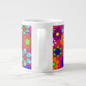 Retro Hippy Groovy Girly Floral Grote Koffiekop (Achterkant)