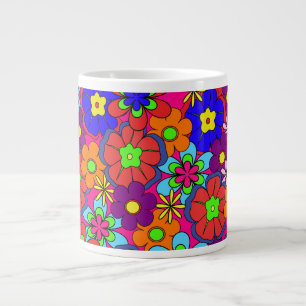 Retro Hippy Groovy Girly Floral Grote Koffiekop