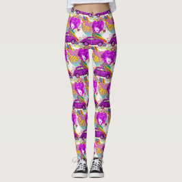 Retro Hippy Groovy Meisje Auto Hart 1960's 1970's Leggings