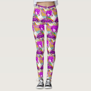 Retro Hippy Groovy Meisje Auto Hart 1960's 1970's Leggings