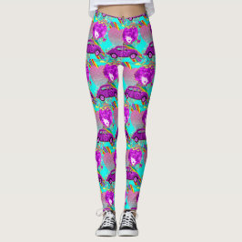 Retro Hippy Meisje Auto Hart 1960's 1970's Leggings