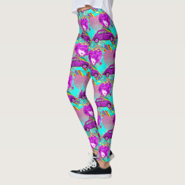 Retro Hippy Meisje Auto Hart 1960's 1970's Leggings