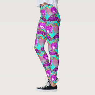 Retro Hippy Meisje Auto Hart 1960's 1970's Leggings
