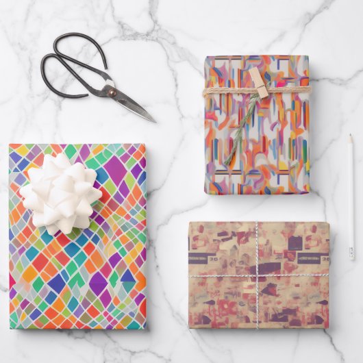 Retro Hippy Naturist (nudist) Abstracte Nostalgisc Inpakpapier Vel (Voorkant)