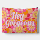 Retro Hippy Oranje roze bloemen Etui (Voorkant)