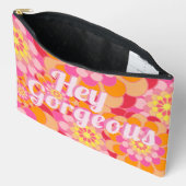 Retro Hippy Oranje roze bloemen Etui (Open)