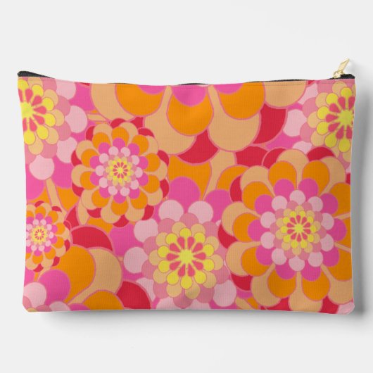 Retro Hippy Oranje roze bloemen Etui (Achterkant)