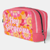 Retro Hippy Oranje roze bloemen Toilettasje (Rechterhoek)