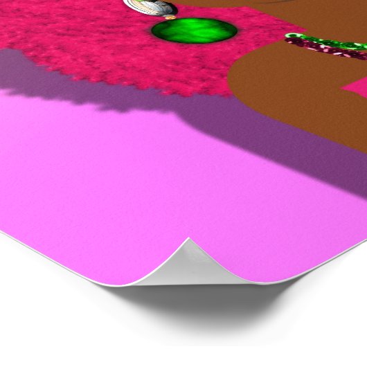 Retro Hippy Psychedelic Disco Diva Pink Afro Girl Poster (Hoek)