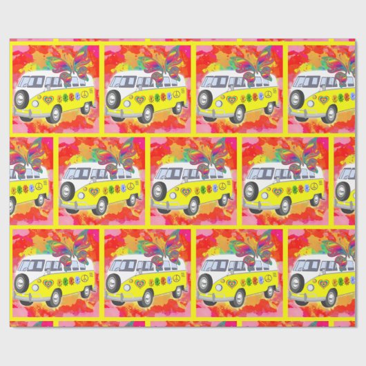 Retro Hippy Van Butterfly Tie Dye uit 1960 uit 197 Cadeaupapier (Vlak)