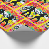 Retro Hippy Van Girls van 1960, vredesliefde voor Cadeaupapier (Hoek)