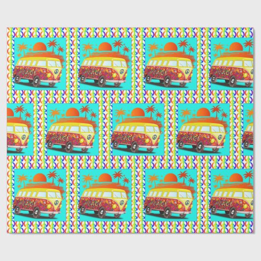 Retro Hippy Van Peace Signs Sunset uit 1960 uit 19 Cadeaupapier (Vlak)