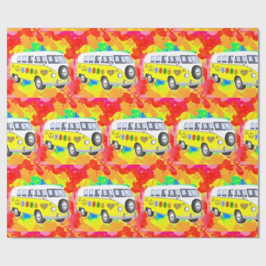 Retro Hippy Van Tie Dye uit 1960 uit 1970 Cadeaupapier (Vlak)
