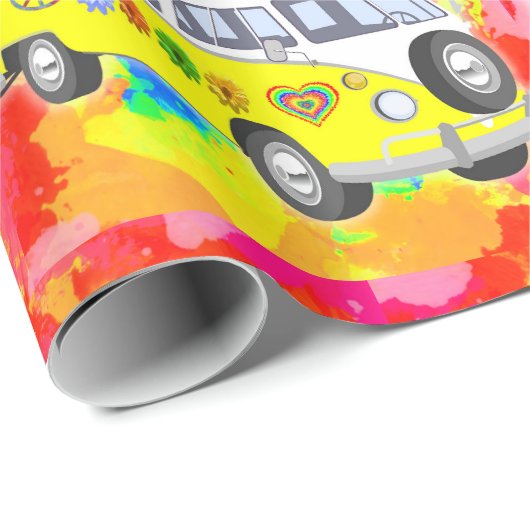 Retro Hippy Van Tie Dye uit 1960 uit 1970 Cadeaupapier (Rol Hoek)