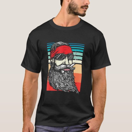 Retro Hipster  Bearded Hippie Pipe Smoker U T-shirt (Voorkant)