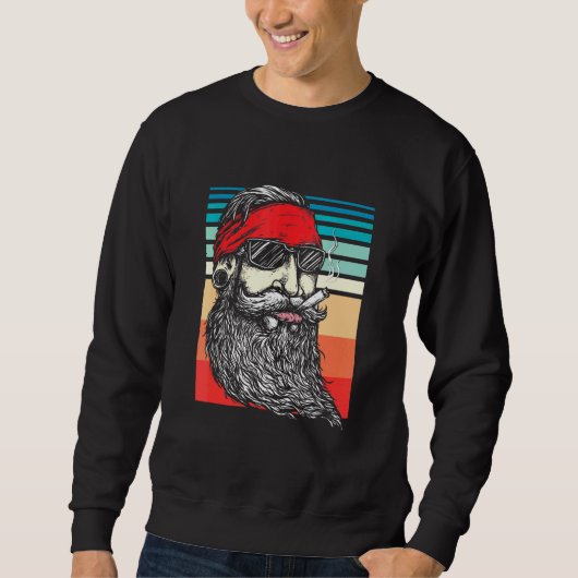 Retro Hipster Bearded Hippie Pipe Smoker U Trui (Voorkant)