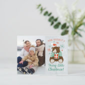 Retro Hipster Beer Beary Little Christmas Foto Briefkaart (Staand voorkant)