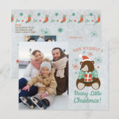 Retro Hipster Beer Beary Little Christmas Foto Briefkaart (Voorkant / Achterkant)