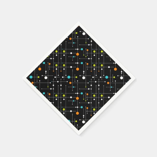 Retro Hipster Black Space Age Servetten (Hoek)