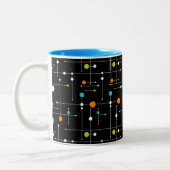 Retro Hipster Black Space Age Tweekleurige Koffiemok (Links)