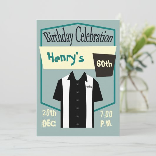 Retro Hipster Bowling Rockabilly Birthday Kaart (Staand voorkant)