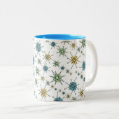Retro Hipster Geometric Atomic Starburst 11oz Tweekleurige Koffiemok (Voorkant rechts)