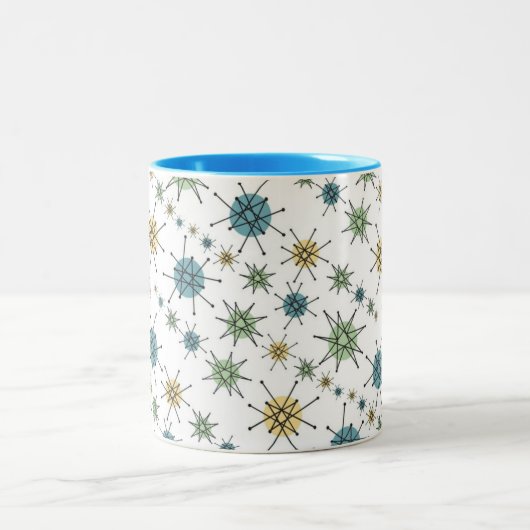 Retro Hipster Geometric Atomic Starburst 11oz Tweekleurige Koffiemok (Center)