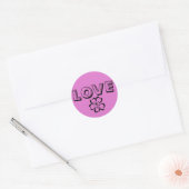 Retro Hipster Hot Pink Love Sticker met Flower (Envelop)