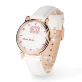 Retro Hipster Monogram white and red Horloge (Hoek)