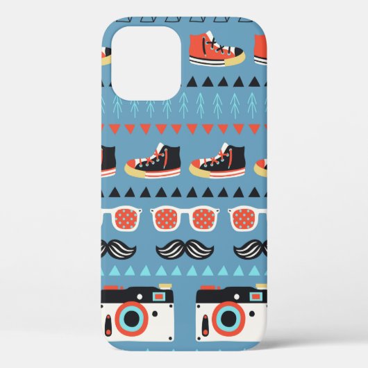 Retro-hipster naadloos patroon Case-Mate iPhone case (Achterkant)
