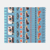 Retro-hipster naadloos patroon fleece deken (Voorkant (Horizontaal))