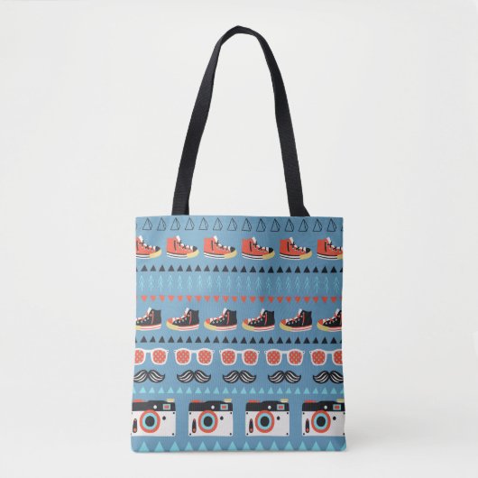 Retro-hipster naadloos patroon tote bag (Voorkant)