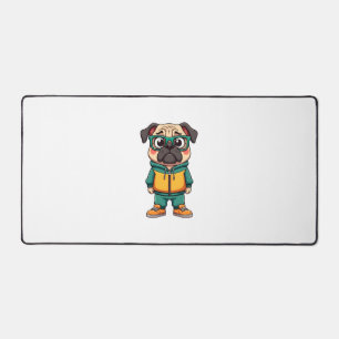 Retro Hipster Pug Hond Cartoon Streetwear Grafisch Bureaumat