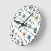 Retro Hipster RuimteLeeftijd AtoomStarburst Ronde Klok (Hoek)