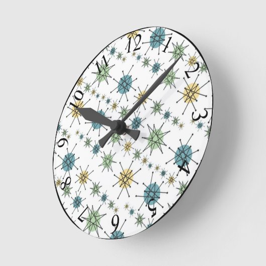Retro Hipster RuimteLeeftijd AtoomStarburst Ronde Klok (Hoek)