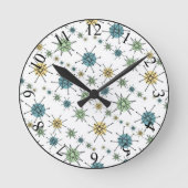 Retro Hipster RuimteLeeftijd AtoomStarburst Ronde Klok (Voorkant)