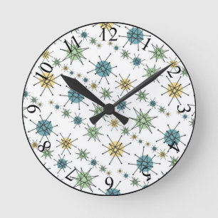 Retro Hipster RuimteLeeftijd AtoomStarburst Ronde Klok