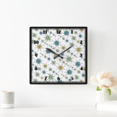 Retro Hipster RuimteLeeftijd AtoomStarburst Vierkante Klok (Huis)