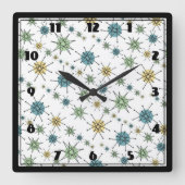 Retro Hipster RuimteLeeftijd AtoomStarburst Vierkante Klok (Voorkant)