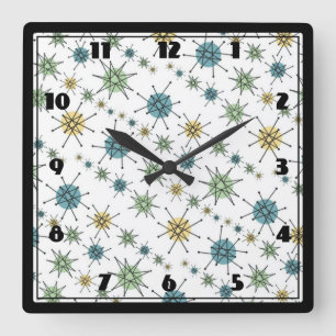 Retro Hipster RuimteLeeftijd AtoomStarburst Vierkante Klok