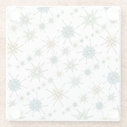 Retro Hipster Space Age Atomic Starburst Glazen Onderzetter (Achterkant)
