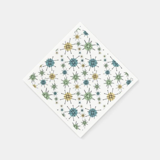 Retro Hipster Space Age Atomic Starburst Servetten (Hoek)