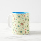 Retro Hipster Space Age Atomic Starburst Tweekleurige Koffiemok (Voorkant links)