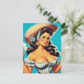 Retro Hispanic Cowgirl Briefkaart (Staand voorkant)