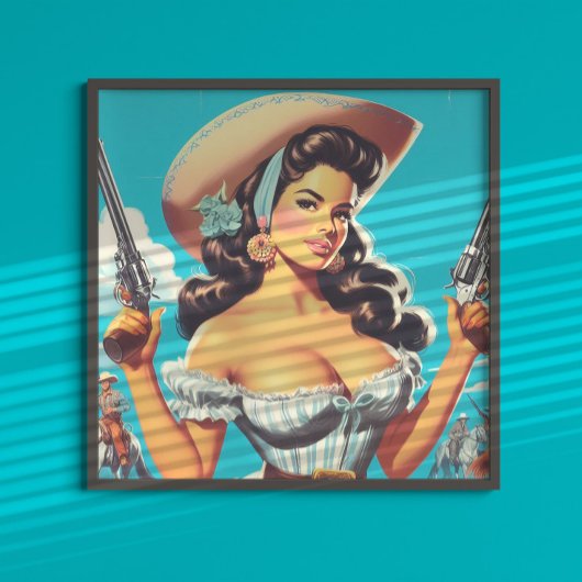 Retro Hispanic Cowgirl Poster